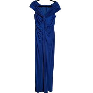 Tadashi Collection Blue Gown Formal Dress Ruched Maxi‎ Evening Party